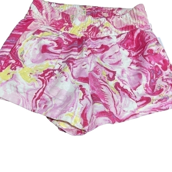 💕Nwt Womens No Boundaries Pink Abstract KNIT SHORTS Elastic Waist Small 3-5 - Picture 5 of 12